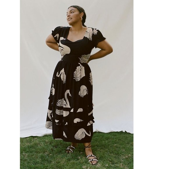 The Odells Dresses & Skirts - The Odells Eliza Ruffle Maxi Dress Swan Black L